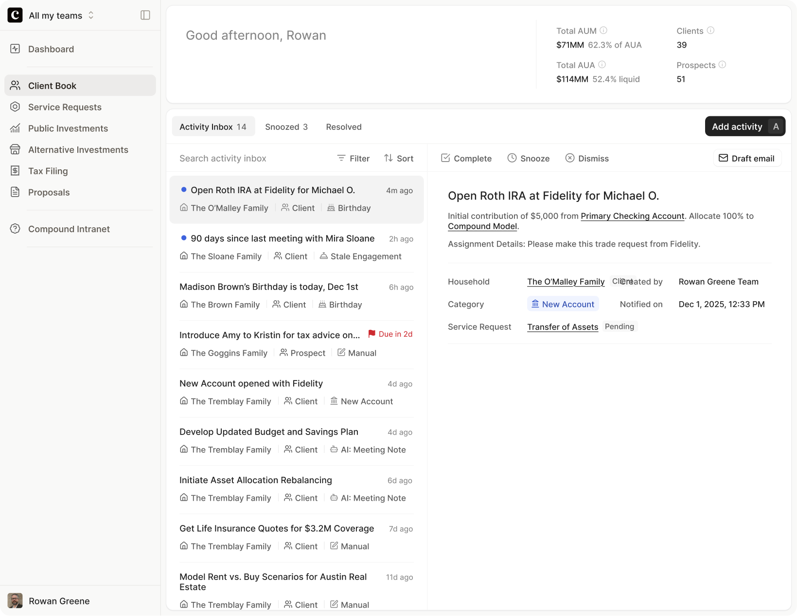 AdvisorHQ Dashboard